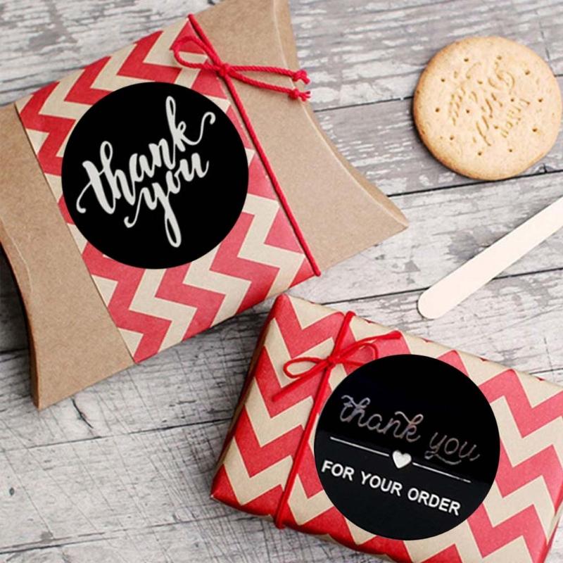 

500pcs/roll Black DIY Handmade Thank You Stickers Wedding Package Sealing Labels N58A