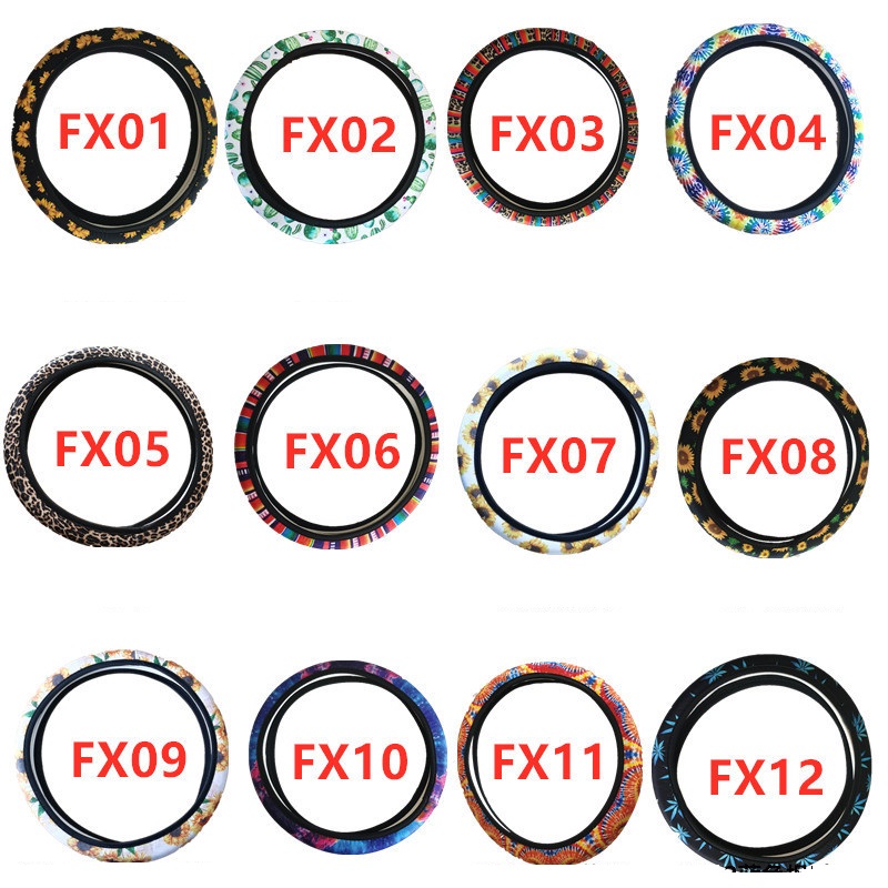 

Neoprene Car Steering Wheel Cover Sunflower Pattern Universal DIY Car Styling Decoration Anti-slip Wheel Cushion Protector EEB4251