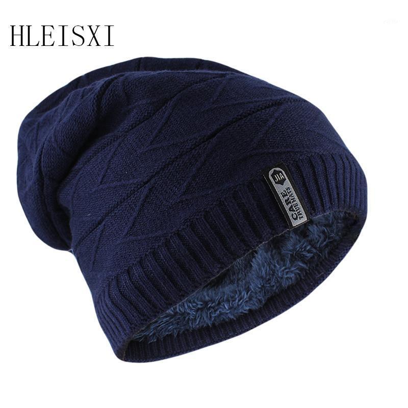 

HLEISXI Fashion Men Warm Winter Knitted Beanies Skullies For Adult Women's Hat Thicken Solid Bone Gorras Striped Hats1