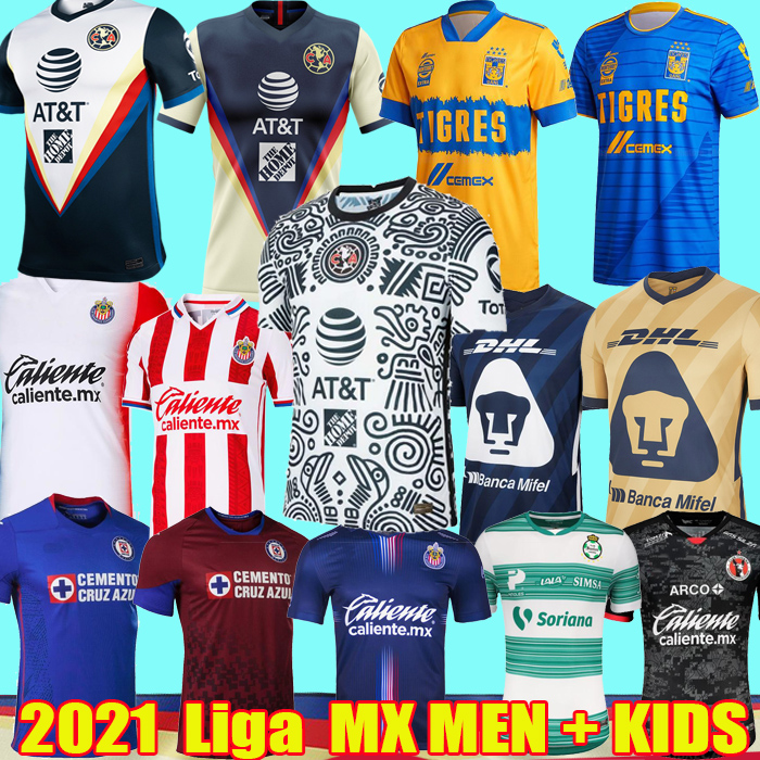 

20 21 Liga MX Club America third Soccer Jerseys 2021 Cruz Azul Chivas Tijuana UNAM Tigres Santos Laguna Football Shirts kids kit Uniforms, Chivas 3rd