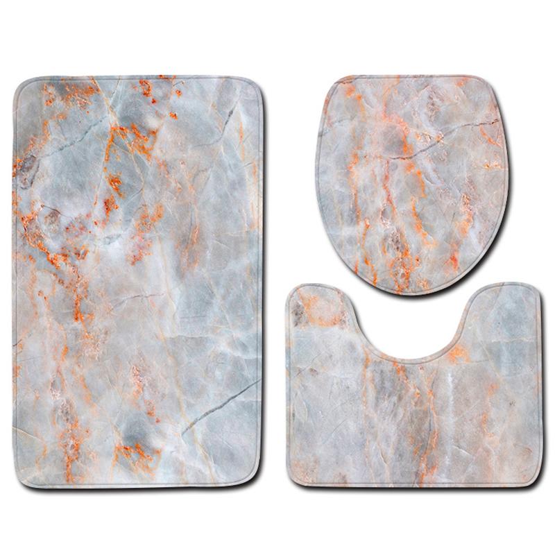 

3 Piece Set Marble Bath Mat Non-Slip Floor Mat Bathroom Rugs Absorbent Toilet Seat Cover U-Shaped Toilet Rug Bathroom Carpets, C008