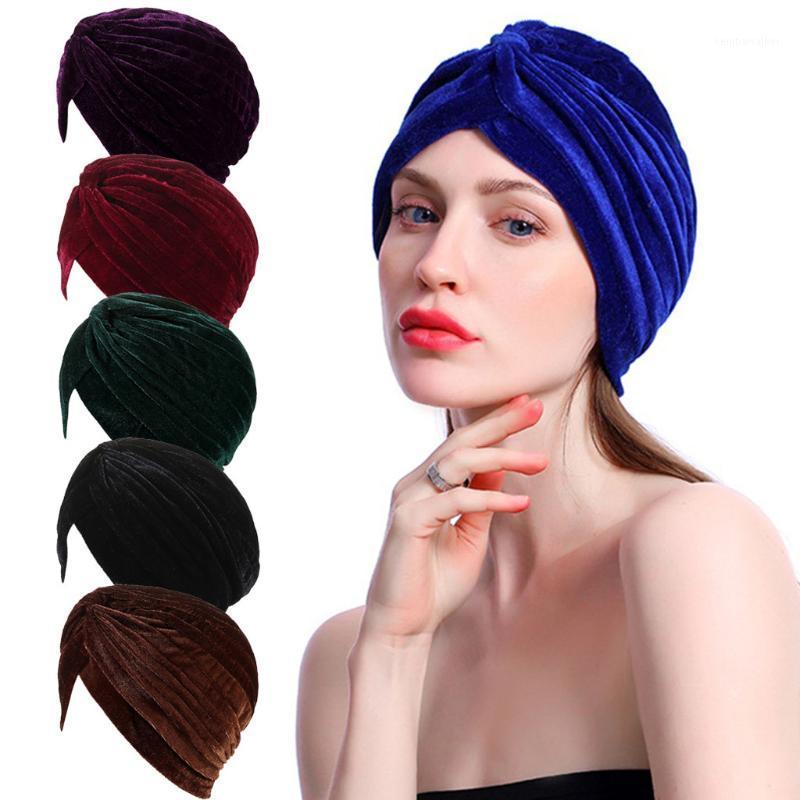 

Beanie/Skull Caps 2021 Donut Turban For Women Beanies Hat Islamic Cotton Headscarf Female Headband Turbans Muslim Cap Chemotherapy Cap1, Green
