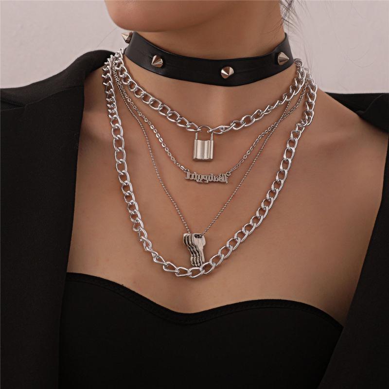 

Fashion Hama Punk Heart Beads Multilayers Necklaces Chokers For Women Vintage Iron Sheet Choker Collar Necklaces Party Jewelry