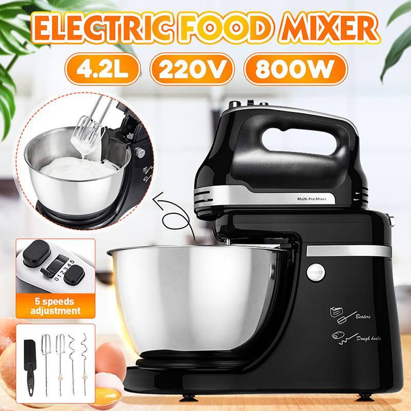 

4.2L Electric Mixer Table Stand Cake Dough Mixer Handheld Egg Beater Blender Baking Whipping Cream Machine 800W 5 Speed