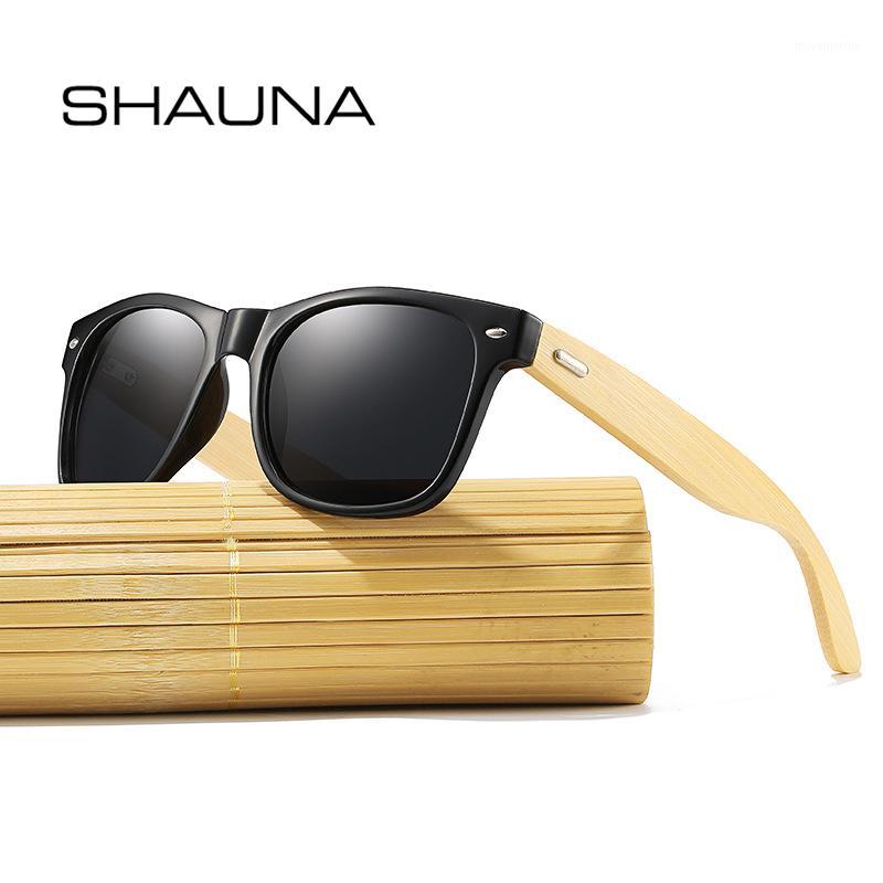 

SHAUNA New Arrival Classic Fashion Men Square Polarized Sunglasses Bamboo Legs Mirror Film Coating Driving Sun Glasses Shade1