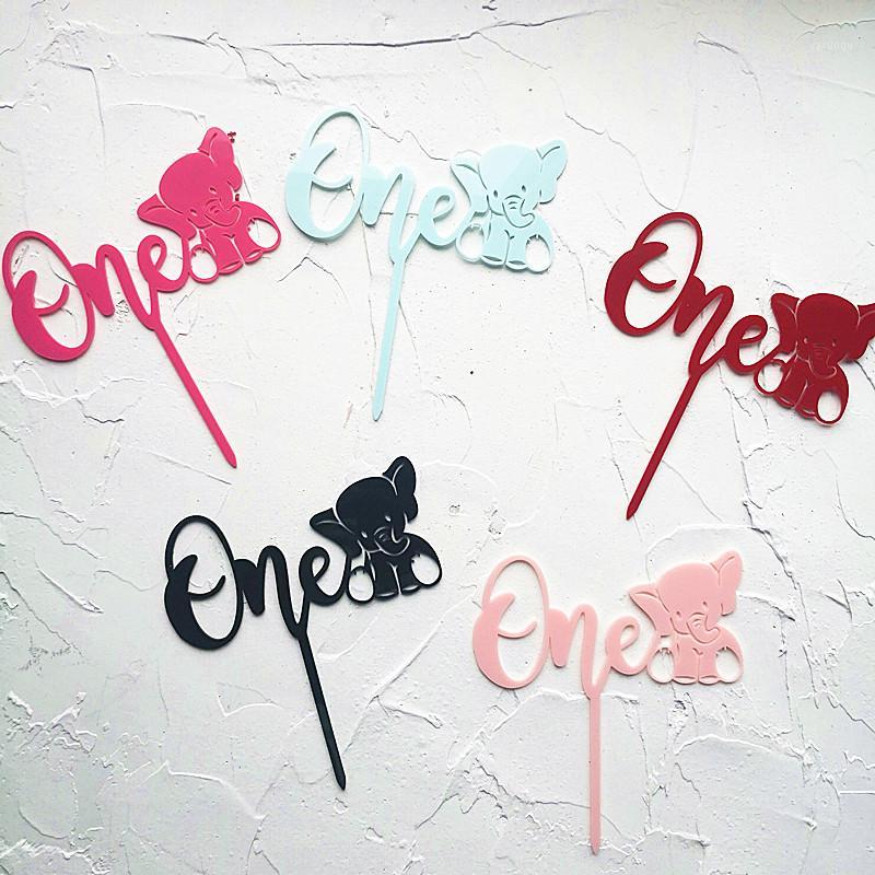 

One Two Three Acrylic Cake Topper Crown Elephant Cupcake Topper For First Birthday Party Cake Decorations Supplies Baby Shower1