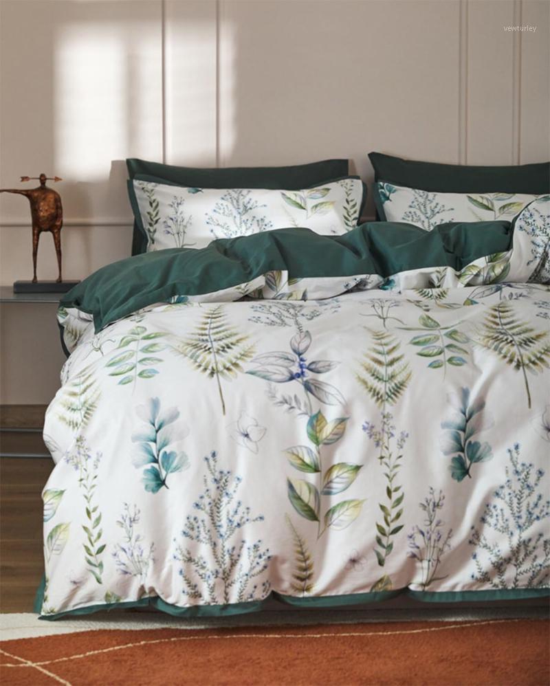 

European elegant pastoral bedding set, queen king 60s cotton vintage double home textile bed sheet pillow case duvet cover1, Picture color