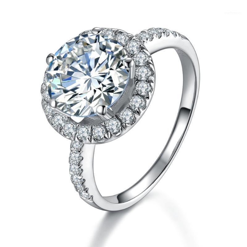 

Brilliant Forever 3Ct Round Cut Ring Solid 925 Sterling Silver Engagement Ring White Gold Color Exquisite Craft Promise1