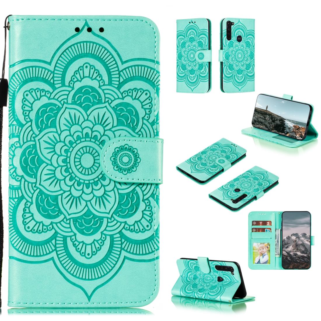 

For Motorola Moto G Stylus Mandala Embossing Pattern Horizontal Flip PU Leather Case with Holder Card Slots Walle Lanyard