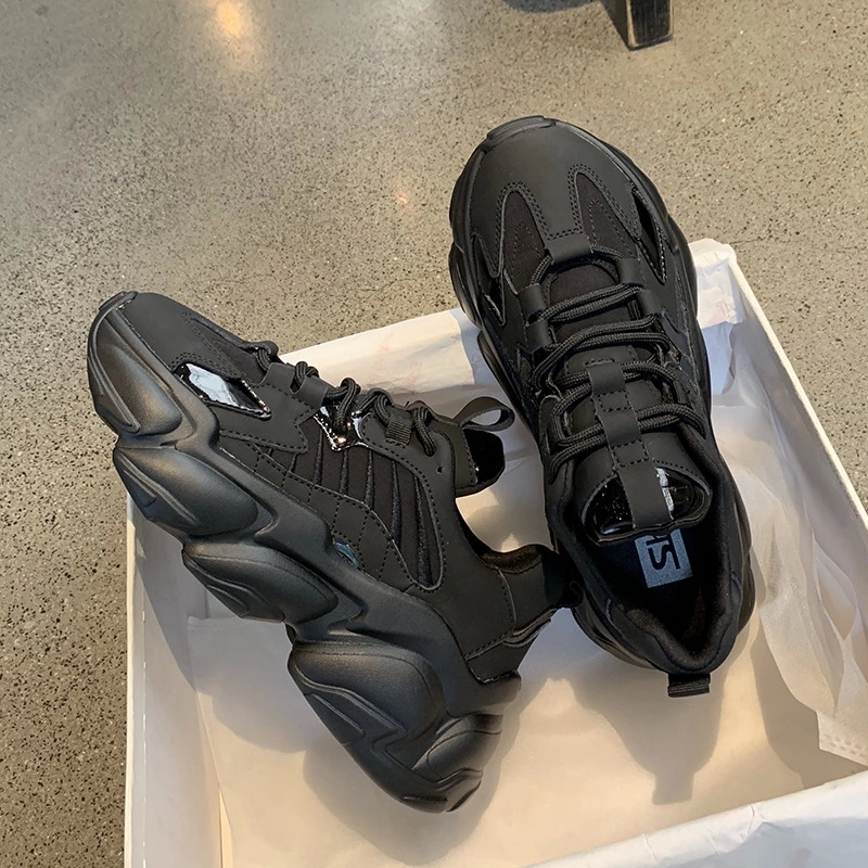 

Women's Sneakers Shoes Lace up Thick Platform Casual Shoes Woman Leather Comfort Lady Walking Footwear Fashion Female Spring New #6u9s, Beige