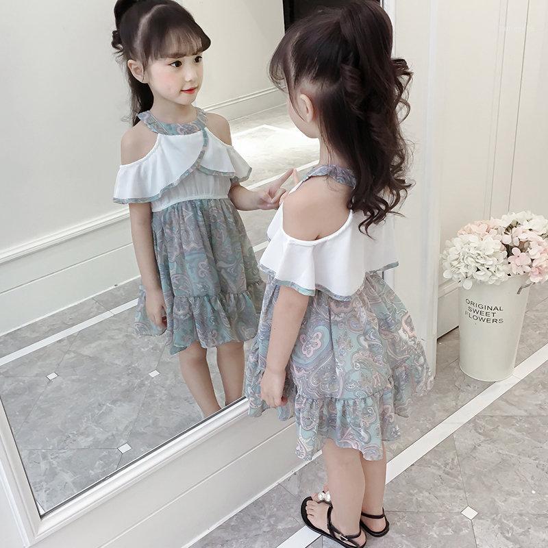 

Girl Summer Dress Off Shoulder Children Clothes Retro Dresses 4 5 7 8 9 10 11 12 13 Years Baby Girl Elegant Chiffon Korean Dress1, Gray