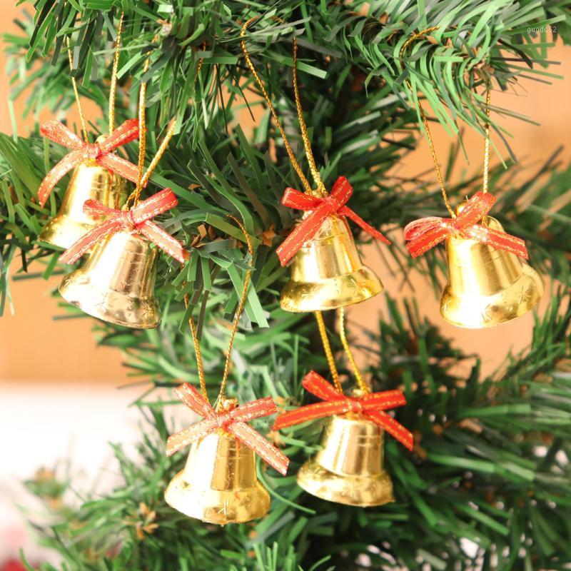 

6pcs/set Christmas Decor Tree Pendant 3CM Christmas Gold Small Bell Bow Jingle Tree Ornaments1