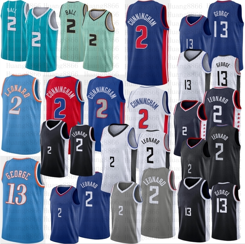 

Kawhi 2 Leonard Basketball 13 George Jerseys Cade Lamelo 2 Ball Cunningham 75th anniversary Stitched, As