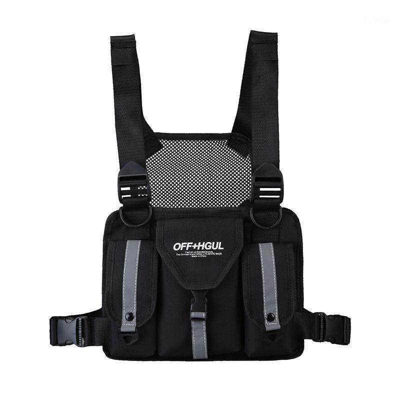 

Men Functional Tactical Chest Bag Fashion Hip Hop Vest Streetwear Bag Waist Pack Women Black Camo Chest Rig1, Hook