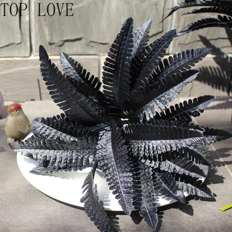 

Black Persian Grass Artificial Flower Fern Persian Leaf Wedding Flower Arrangement Decoration Home Plant Wall DIY Material