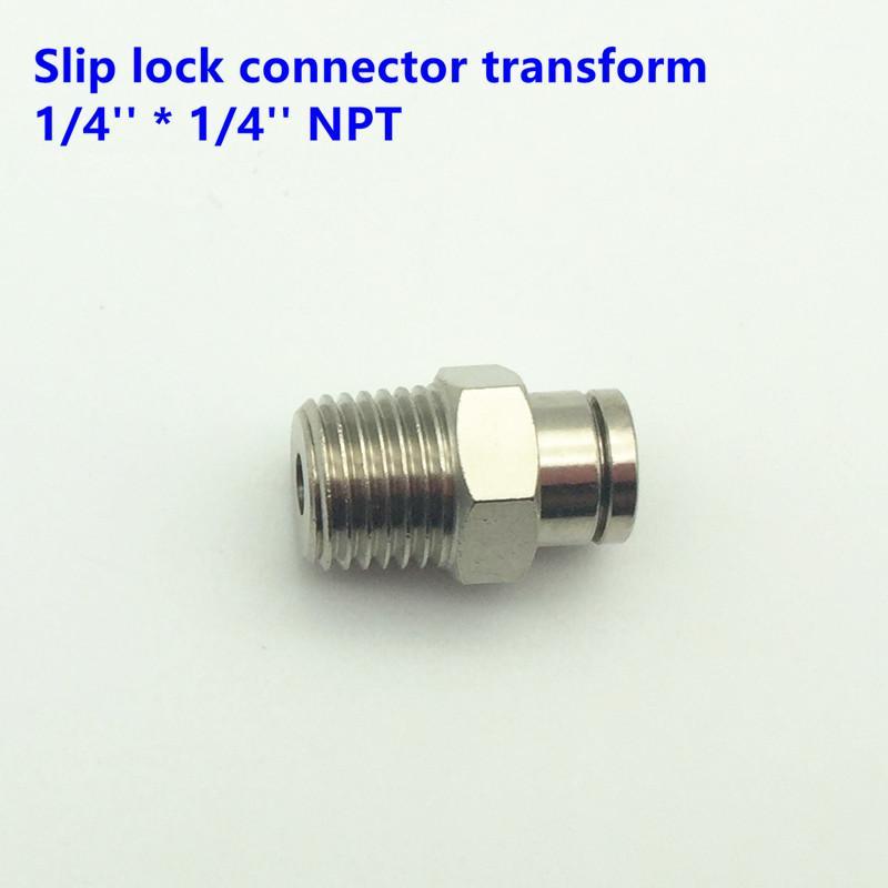 

S226 Slip Lock Connector Transform 1/4''*1/4'' NPT and 3/8''*1/4'' NPT Male Thread Mist Fitting Quick Joiner for Misting System1