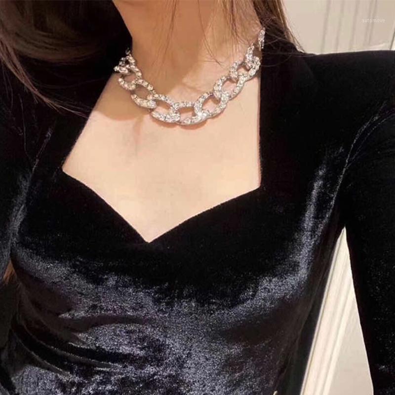 

17KM Punk Crystal Chain Necklace for Women Fashion Gold Cuban Big Thick Chain Choker Necklaces Jewelry Party Collares1