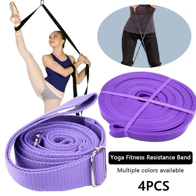 

4Pcs Yoga Resistance Band Gym Fitness Pitales Stretch Belt Latin Dance Elastic Ring Tape1, Black
