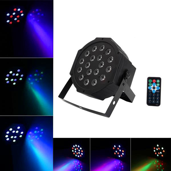 24W 18-RGB LED Auto / Voice Control DMX512 High Brightness Mini Stage Lamp (AC 100-240V) Black*2 Moving Head Light high brightness wholesale-image-631194680