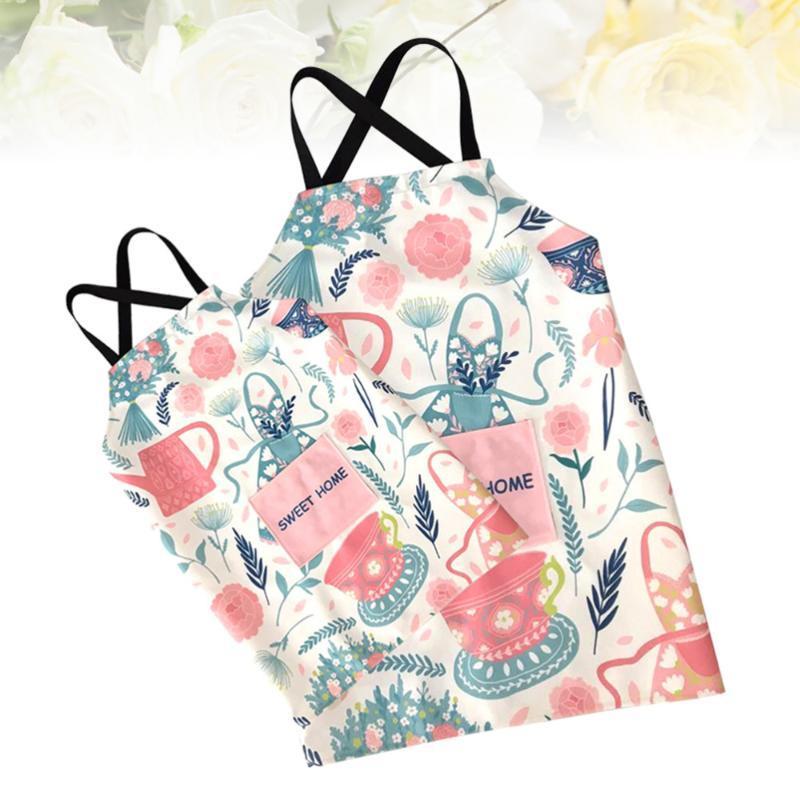 

2 pcs Parent-child Aprons Waterproof Sleeveless Anti Oil Cotton and Linen Home Apron Cooking Apron for Kids Parents1