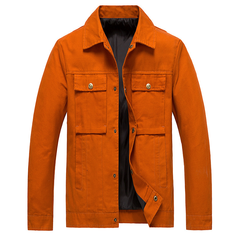 

2021 The New New Men's Cotton Coat Fashion Solid Color 0u2d, Orange.