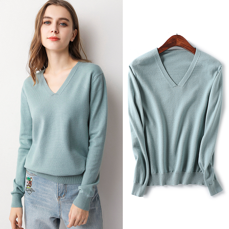 

2021 New Elegant v Neck Cashmere Sweater Women Jumper Autumn Winter Minimalist Stretch Base Knitted Pullover Pull Femme Hiver P1ex, Yellow
