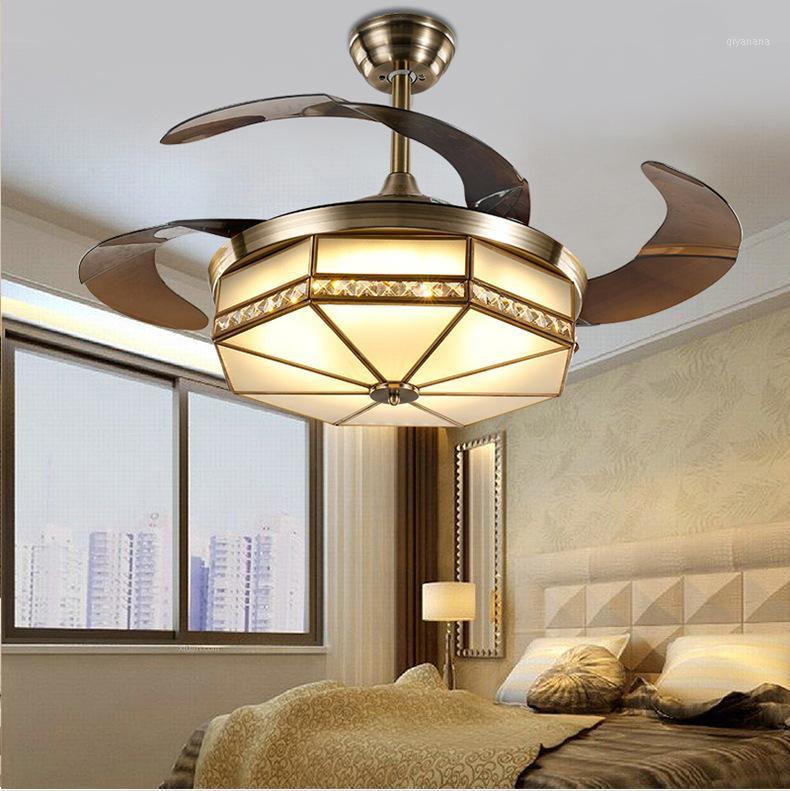 

Ceiling Fans lamp LED 42 inch FUll Copper Frequency conversion motor Traditional ceiling fan light dimmer Remote control 85-265V1