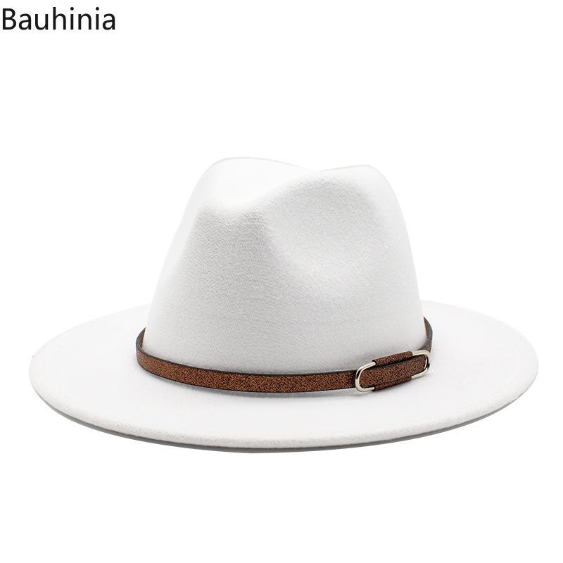 

Men New Wool Fedora Hat With Leather Ribbon Elegant Lady Winter Autumn Wide Brim Jazz Panama Sombrero Cap Gambler hat