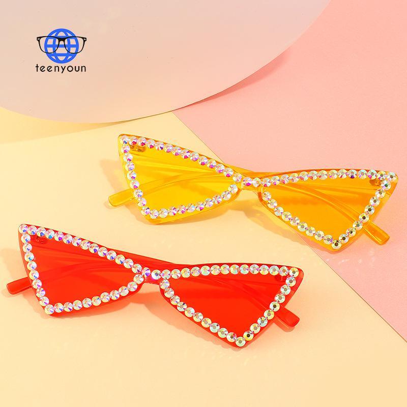 

Sunglasses TEENYOUN 2021 Diamond Irregular Cat Eye Women Retro Sun Glasses Brand Designer UV400 Color Oculos