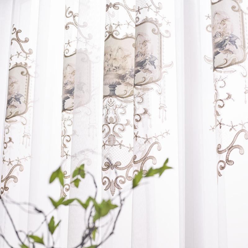 

Chinese Classical Luxury Tulle Curtain Elegant Embroidered Window Screen For Living Room Bedroom Custom Sheer Panel AG588#41