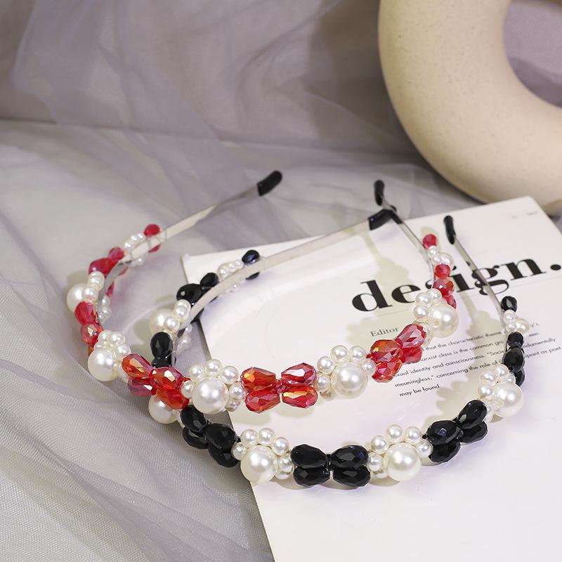 

New Style High-End Hand-woven INS Immortal Retro Delicacy Crystal Pearl Hair Bands Hair Accessories Headdress South Korea B