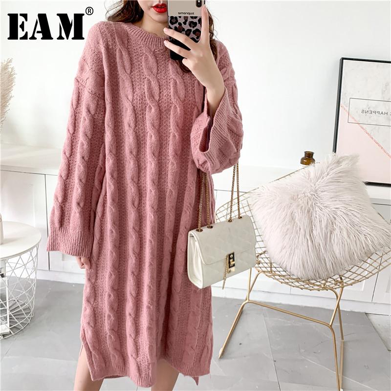 

EAM] Big Size Knitting Sweater Loose Fit Round Neck Long Sleeve Women Pullovers New Fashion Tide Autumn Winter 2020 1Y179, Yellow