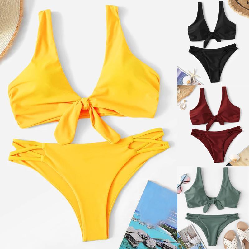 

bikinis 2020 mujer Women Print Tube up Bikini Push-Up Swimsuit Swimwear Beachwear women' swimming suit monokini biquinis plavky1