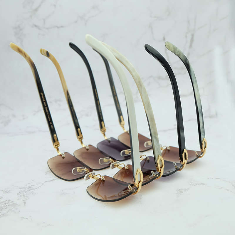 

Ienbel Luxury Square Genuine Buffalo Horn Glasses Mens Brand Designer Sunglasses Vintage Carter Buffs Rimless carters glass