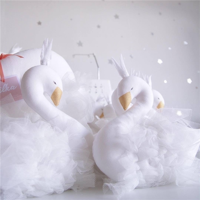 

Baby Pillow Swan Crown Gauze Cushion Sleeping Doll Children's Bed Room Decoration Toys Pography Props 211231