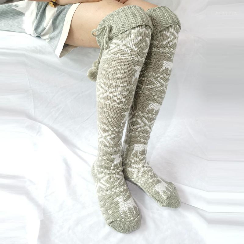 

2021 Christmas Women Warm Thigh High Sockings For Ladies Girls Fashion Cotton Middle Tube Socks Sexy Knitted Long Knee Socks1