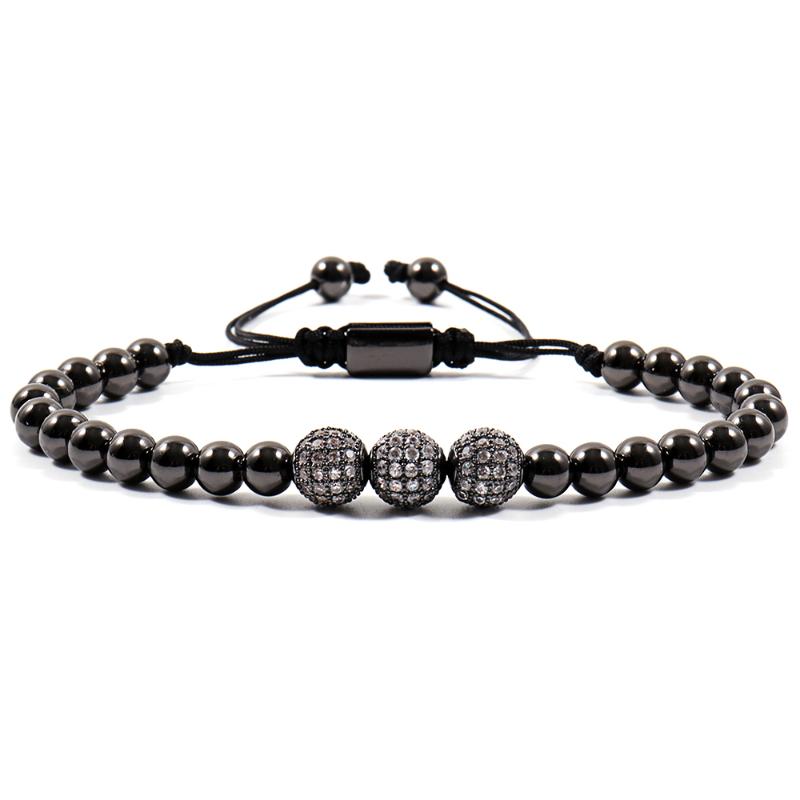 

Charm Bracelets Trendy Ball Bracelet Men Adjustable Rope 6mm Bead Braided Macrame For Jewelry Gift