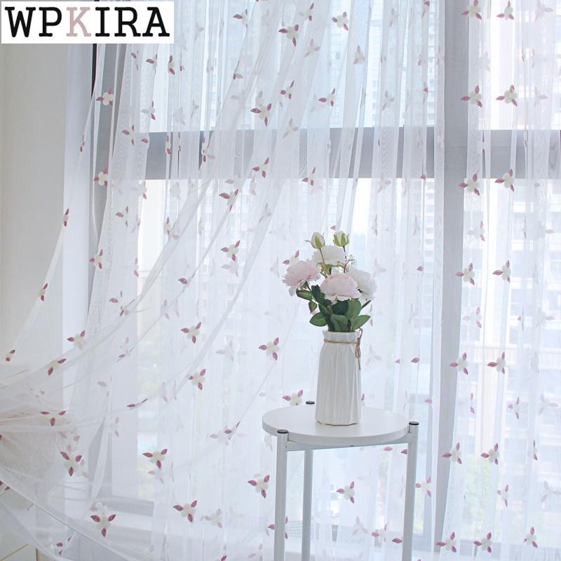 

Pastoral Floral Sheer Curtain for Living Room Tulle Embroidery Voile Curtain for Bedroom Mesh Fabric Window Drape S435#40, Floral tulle