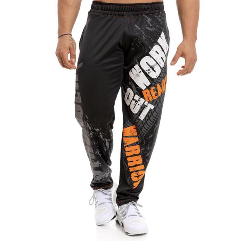 

Men's Gorilla Cotton Polyester Letters Printed Loose Casual Jogging Training Sports Pants Trousers Harlan Sports Fitness Pants, Black
