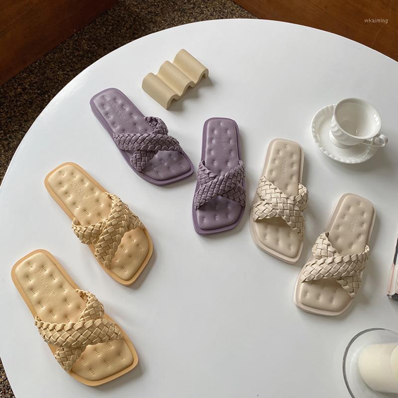 

Slippers Summer Women Home Yellow Beach Casual Woman Shoes Open Toe Designers Flat Sandals Fashion Female Slides1, Beige