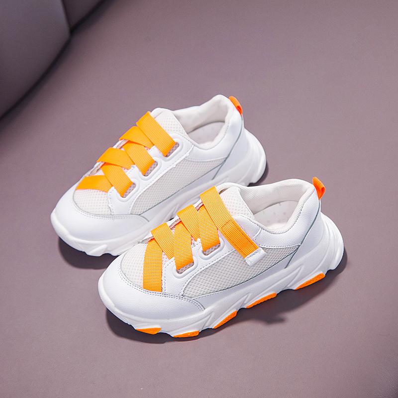 

2021 new boys sports shoes children students sports running shoes girls youth casual mesh breathable, Sc075orange