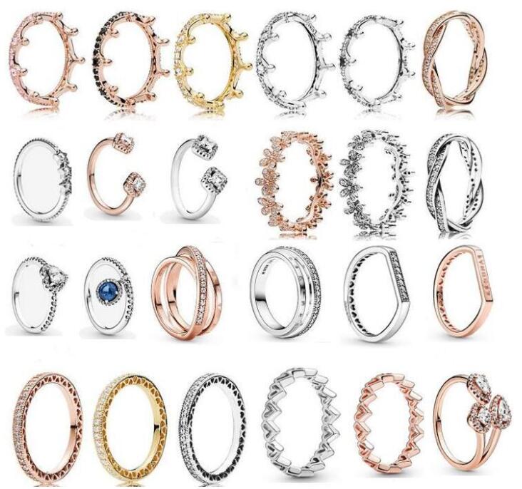 

New Women Ring CZ diamond Rings Women Jewelry for Pandora 925 Sterling Silver Wedding RING set with Original box