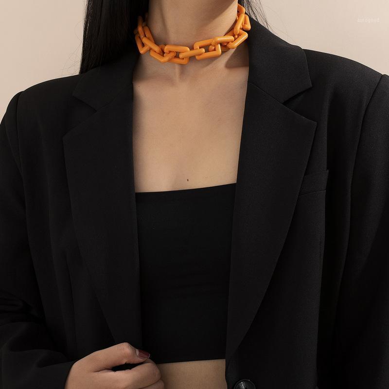 

Chokers TIMEONLY Punk Hip Hop Arcylic Chunky Chain Necklaces For Women Minimalist Candy Color Resin Linked Necklace Jewellery1