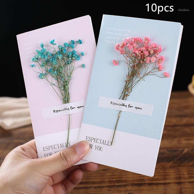 

10pcs Thanksgiving Card Birthday Card Small Custom Blessing Blue Folding Small Fresh Christmas Greeting1