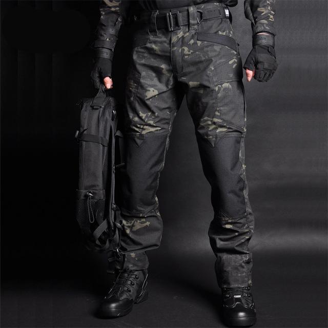 

Men Hiking Jogger Tactical Pants Camouflage Cargo Sweatpants Loose Camo Casual Trousers pantalones tacticos XXXL, Black
