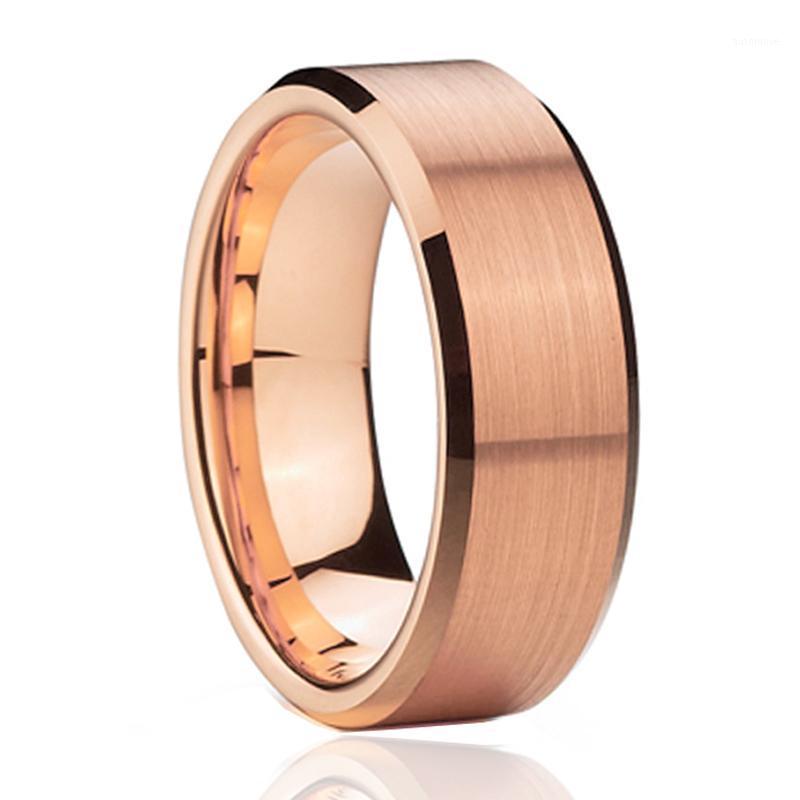 

Rose LOVE Alliances Marriage wedding rings for men and women gold filled satin finishes jewelry fashion finger rings for couples1