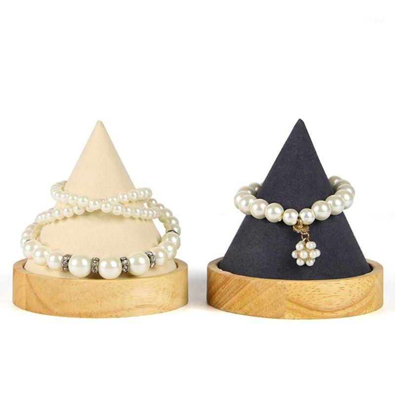 

Jewelry Pouches, Bags Cone Shape Wooden Bangle Bracelet Anklet Chain Display Stand Ring Watch Holder Showing Storage Rack1