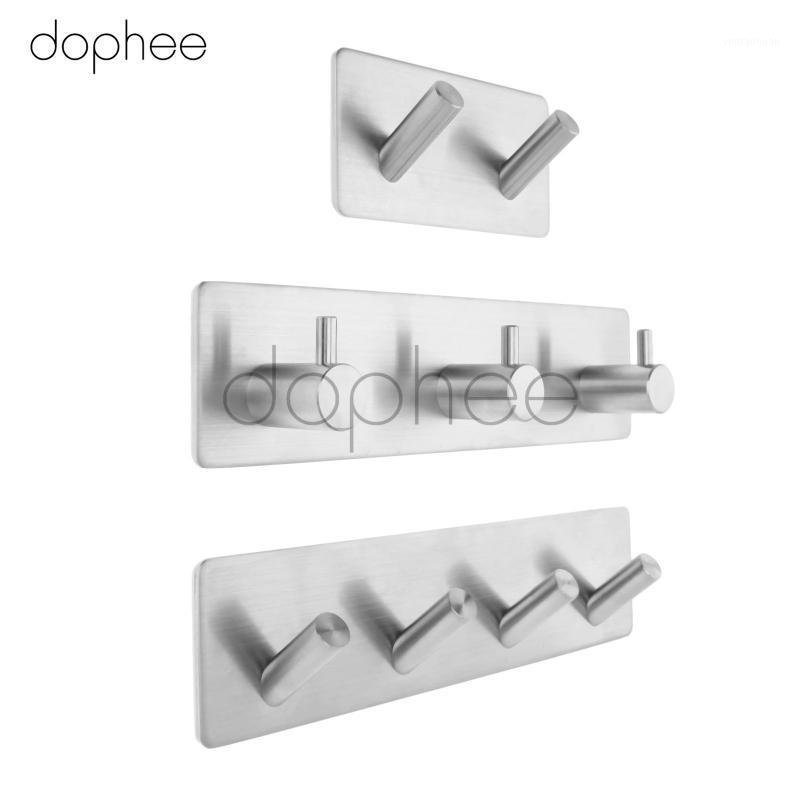 

dophe 1pcs 3M Self Adhesive Wall Door Back Sticky Hangers Stainless Steel With 2-4 Hooks Bathroom Kitchen Towel Rustproof Hooks1