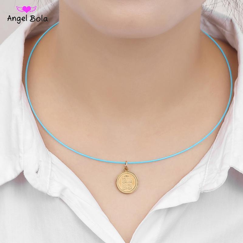 

Chokers Golden Coin Necklace Pendant Good Health Spiritual Charm Muslim Ancient Amulet Religious Jewelry Women Gift1