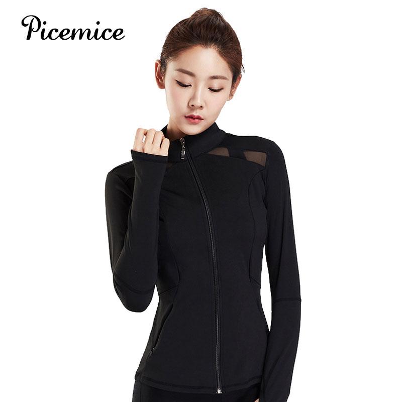 

Yoga Shirt Top Polyester Long Sleeve Outdoor Training Fitness Slim Sport Coats Women Yoga Running Jacket, Black